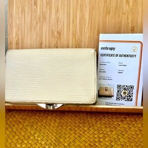 Cream colored Louis Vuitton epi Textured wallet with COA